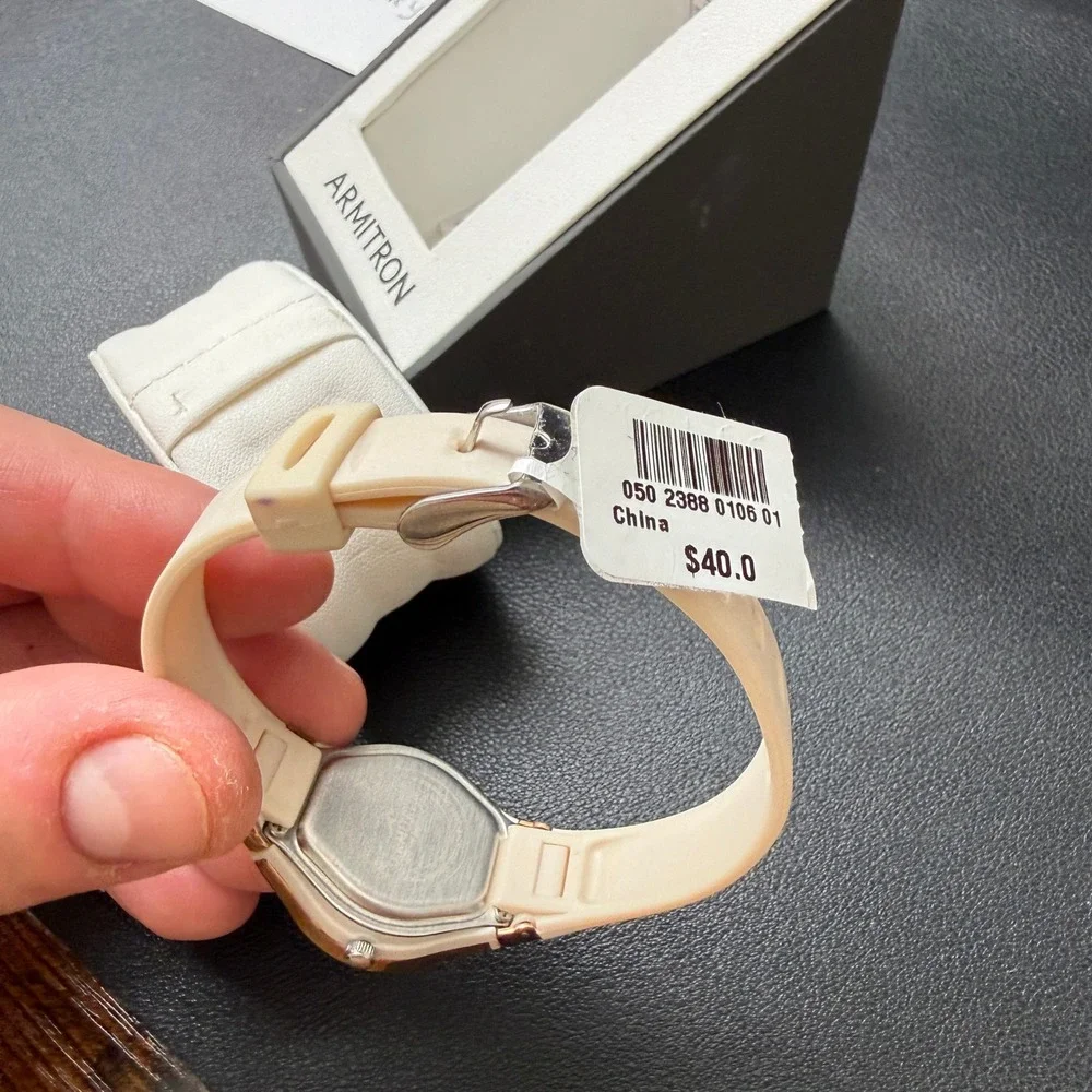 MSRP‎ $40 Armitron 25/6418 Women's Rose Gold Resin Strap Watch NEEDS BATT